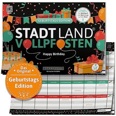 DENKRIESEN TÄNKRISER – Stadsland Fullpolsten® – födelsedagsutgåva – Happy Birthday. Spelblock födelsedagspresent familjespel City Land Flod DENKRIESEN TÄNKRISER – Stadsland Fullpolsten® – födelsedagsutgåva – Happy Birthday. Spelblock födelsedagspresent familjespel City Land Flod