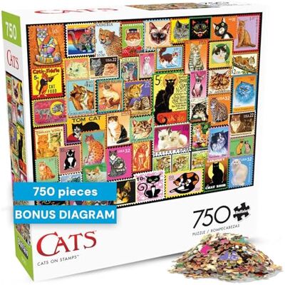 Buffalo Games Lewis T. Johnson Cats on Stamps 750 Piece Jigsaw Puzzle for Adults -Challenging Puzzle Perfect for Game Nights Finished Size is 24.00 x 18.00 Buffalo Games Lewis T. Johnson Cats on Stamps 750 Piece Jigsaw Puzzle for Adults -Challenging Puzzle Perfect for Game Nights Finished Size is 24.00 x 18.00