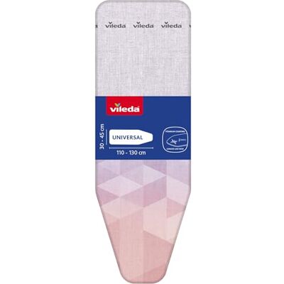 Vileda Diamond strykbrädsöverdrag, titanbelagd värmebeständig strykdyna, universell storlek för strykytor 30–45 cm längd – 110–130 cm bredd, lämplig för ångstrykjärn, Oeko-TEX-certifierad Vileda Diamond strykbrädsöverdrag, titanbelagd värmebeständig strykdyna, universell storlek för strykytor 30–45 cm längd – 110–130 cm bredd, lämplig för ångstrykjärn, Oeko-TEX-certifierad