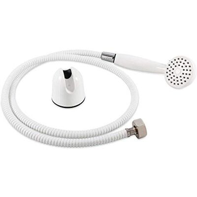 Camco 43762 RV utomhus duschhuvud kit med trädgårdsslang montering och sugkoppsfäste skapar en handsfree dusch på utsidan av din husbil Camco 43762 RV utomhus duschhuvud kit med trädgårdsslang montering och sugkoppsfäste skapar en handsfree dusch på utsidan av din husbil