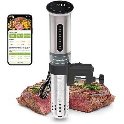 KitchenBoss Sous Vide Stick WiFi G310PS: 1100W Termostat med LED-display, Nedsänkningsvärmare för Exakt Temperaturkontroll (40-90°C), IPX7-vattentät, Timer KitchenBoss Sous Vide Stick WiFi G310PS: 1100W Termostat med LED-display, Nedsänkningsvärmare för Exakt Temperaturkontroll (40-90°C), IPX7-vattentät, Timer