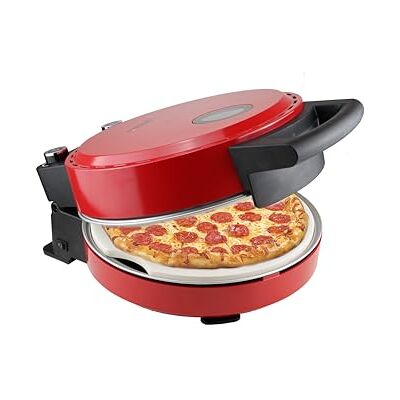 Bestron Pizzaugn, för krispig pizza på 5-10 minuter, elektrisk pizzaugn med en temperatur på 320°C, inklusive eldfast sten och 2 stora träspatlar, färg: Röd Bestron Pizzaugn, för krispig pizza på 5-10 minuter, elektrisk pizzaugn med en temperatur på 320°C, inklusive eldfast sten och 2 stora träspatlar, färg: Röd