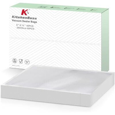 KitchenBoss vakuumpåsar för mat 50 st 20x30 cm, 175µm vakuumpåsar KitchenBoss vakuumpåsar för mat 50 st 20x30 cm, 175µm vakuumpåsar