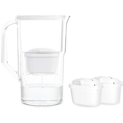 Wessper Vattenfilter kanna 2,5 l Aqua Max Basic, set vattenkanna och 2 filter kompatibel med Brita Maxtra, vattenfiltersystem minskning av kalk, klor – vit Wessper Vattenfilter kanna 2,5 l Aqua Max Basic, set vattenkanna och 2 filter kompatibel med Brita Maxtra, vattenfiltersystem minskning av kalk, klor – vit