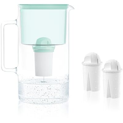 Wessper Crystalline filterkanna 2,5 l vattenkaraff, set av vattenkokarglas med 2 stycken AQUA CLASSIC vattenfilter, kompatibel med Brita Classic, Dafi Classic, grå Wessper Crystalline filterkanna 2,5 l vattenkaraff, set av vattenkokarglas med 2 stycken AQUA CLASSIC vattenfilter, kompatibel med Brita Classic, Dafi Classic, grå