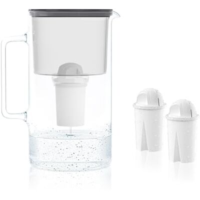 Wessper Vattenfilter kanna glas 2,5 l kristallin, set vattenkanna och 2 filter Aqua Classic, vattenkaraff för dricksvatten kompatibel med Brita Classic, Dafi – svart Wessper Vattenfilter kanna glas 2,5 l kristallin, set vattenkanna och 2 filter Aqua Classic, vattenkaraff för dricksvatten kompatibel med Brita Classic, Dafi – svart