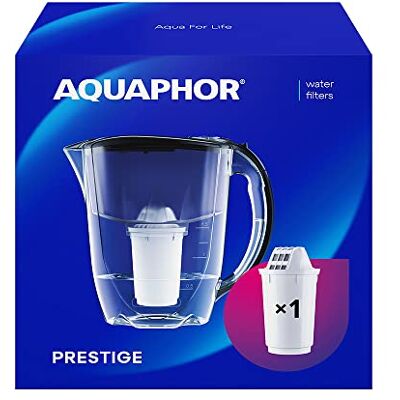 AQUAPHOR vattenfilter Prestige Svart inklusive 1 A5 filter I Karaff för 2,8 liter I Passar i kylskåpsdörren I Minskar kalk och klor I Bordssvattenfilter I Praktisk filterkanna AQUAPHOR vattenfilter Prestige Svart inklusive 1 A5 filter I Karaff för 2,8 liter I Passar i kylskåpsdörren I Minskar kalk och klor I Bordssvattenfilter I Praktisk filterkanna