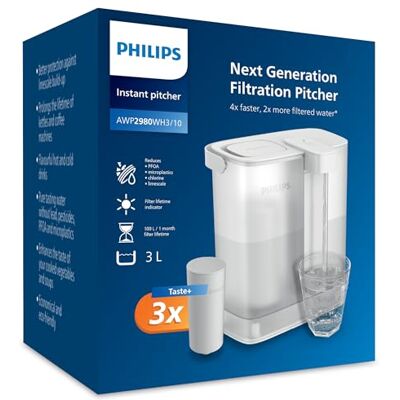 Philips Water Instant Water Filter 3 ersättningsfilterpatroner, 3 l kapacitet, 1 l/min snabbt flöde, uppladdningsbar via USB-C Philips Water Instant Water Filter 3 ersättningsfilterpatroner, 3 l kapacitet, 1 l/min snabbt flöde, uppladdningsbar via USB-C