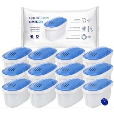 Aquafloow Maximag 12x Magnesium Water Filter Cartridges Vattenfilterpatroner Renar Vattnet Och Berikar Det Med Magnesium Ersättning för Dafi Unimax Aquaphor A5 Brita Maxtra+ Philips AWP212/10 Aquafloow Maximag 12x Magnesium Water Filter Cartridges Vattenfilterpatroner Renar Vattnet Och Berikar Det Med Magnesium Ersättning för Dafi Unimax Aquaphor A5 Brita Maxtra+ Philips AWP212/10
