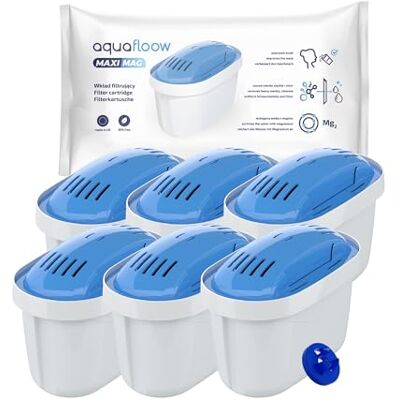Aquafloow Maximag 6x Magnesium Water Filter Cartridges Vattenfilterpatroner Renar Vattnet Och Berikar Det Med Magnesium Passar Till Dafi Unimax Aquaphor A5 Brita Maxtra+ Philips AWP212/10 Aquafloow Maximag 6x Magnesium Water Filter Cartridges Vattenfilterpatroner Renar Vattnet Och Berikar Det Med Magnesium Passar Till Dafi Unimax Aquaphor A5 Brita Maxtra+ Philips AWP212/10