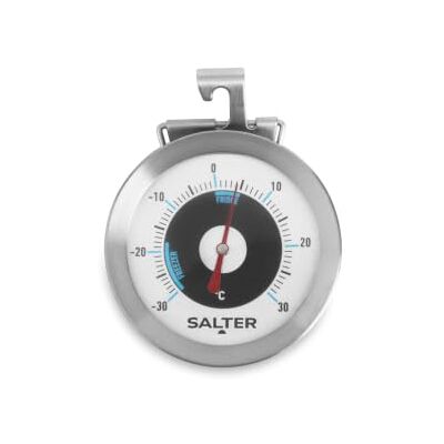 Salter 517 SSCR kyltermometer frystermometer Temperaturområde -30 till 30° C, rostfritt stål med hängande krok, bimetallsensor för färsk mat, lätt att läsa Salter 517 SSCR kyltermometer frystermometer Temperaturområde -30 till 30° C, rostfritt stål med hängande krok, bimetallsensor för färsk mat, lätt att läsa