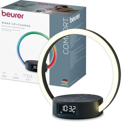 Beurer WL 65 Wake Up+Charge Ljusväckarklocka, nattlampa med laddningsfunktion för smartphone, väckarklocka med simulering av soluppgång för mjukt uppvaknande, dimbar nattlampa med färgväxlingsfunktion Beurer WL 65 Wake Up+Charge Ljusväckarklocka, nattlampa med laddningsfunktion för smartphone, väckarklocka med simulering av soluppgång för mjukt uppvaknande, dimbar nattlampa med färgväxlingsfunktion