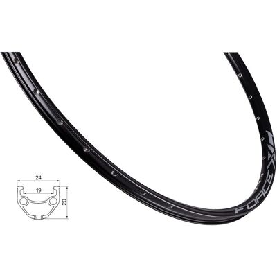 FORCE XC Basic fälg 29" (622x19) aluminium 36 ekerhål skivbroms svart FORCE XC Basic fälg 29" (622x19) aluminium 36 ekerhål skivbroms svart