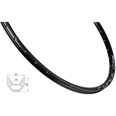 FORCE XC Basic fälg 29" (622x19) aluminium 32 ekerhål skivbroms svart FORCE XC Basic fälg 29" (622x19) aluminium 32 ekerhål skivbroms svart