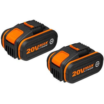 Worx 20V Batteri 4Ah med Batteriindikator Paket med 2 st Worx 20V Batteri 4Ah med Batteriindikator Paket med 2 st