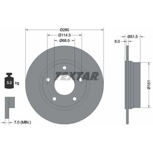 TEXTAR Bromsskiva Renault Arkana I - 114.3mm, 8mm, Fram/Bak TEXTAR Bromsskiva Renault Arkana I - 114.3mm, 8mm, Fram/Bak