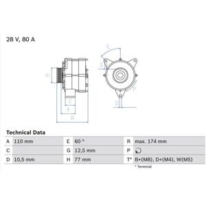 Bosch 0 986 039 790 Alternator - 28V 80A för Mercedes-Benz Actros Bosch 0 986 039 790 Alternator - 28V 80A för Mercedes-Benz Actros