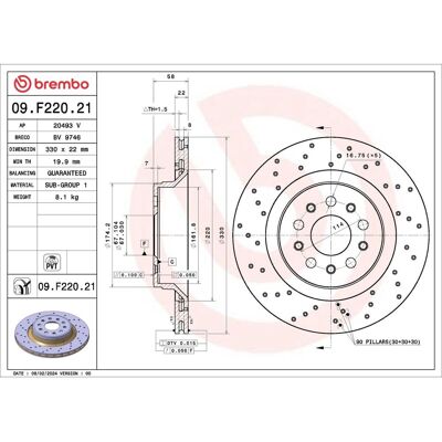 Bromsskiva Brembo 09.F220.21, 1 Stycke Bromsskiva Brembo 09.F220.21, 1 Stycke