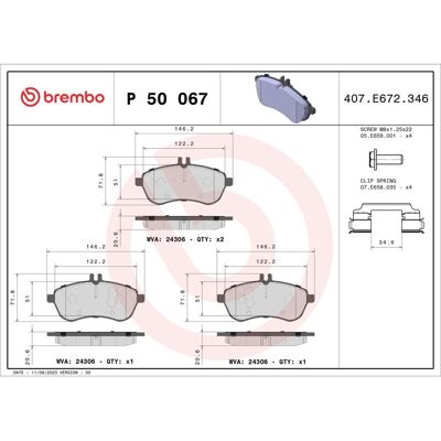 Bromsbeläggssats Brembo P 50 067, Fram Bromsbeläggssats Brembo P 50 067, Fram