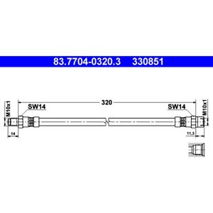 Bromsslang Ate - M10x1, 320mm, Par, Bromsbyte Bromsslang Ate - M10x1, 320mm, Par, Bromsbyte