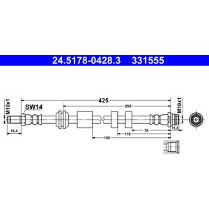 Bromsslang Volvo XC60 - Längd 425mm M10x1 Bromsslang Volvo XC60 - Längd 425mm M10x1