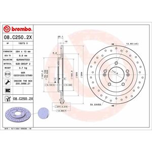 BREMBO Modell 08.C250.2X Högkullstoffskiva - Skiva för broms BREMBO Modell 08.C250.2X Högkullstoffskiva - Skiva för broms