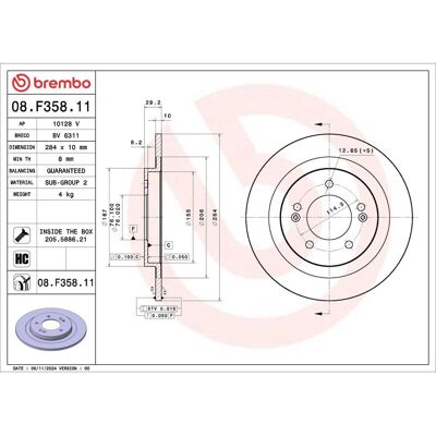 Bromsskiva Brembo 08.F358.11, 1 Stycke Bromsskiva Brembo 08.F358.11, 1 Stycke