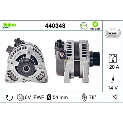 VALEO 440348 Alternator - 14V 120A för Ford, Volvo, Mazda VALEO 440348 Alternator - 14V 120A för Ford, Volvo, Mazda