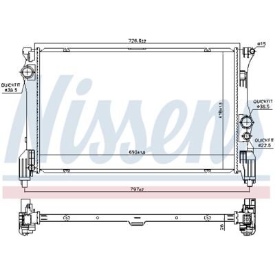 NISSENS 606453 Radiator - Aluminiumfinnar, Gasketar, 418x690mm - Radiator NISSENS 606453 Radiator - Aluminiumfinnar, Gasketar, 418x690mm - Radiator
