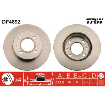 Bromsskiva Trw Df4892 Fram, Ventilerad, 1 Stycke Bromsskiva Trw Df4892 Fram, Ventilerad, 1 Stycke