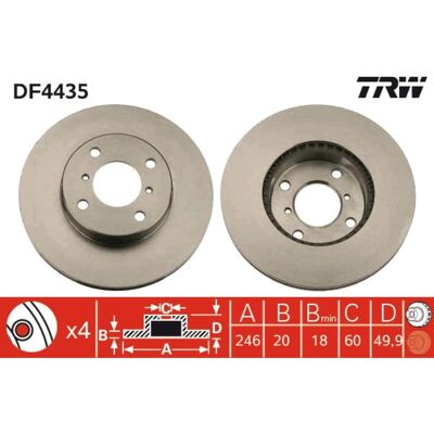 Bromsskiva Trw Df4435 Fram, Ventilerad, Höggradigt Förkolnad, 1 Stycke Bromsskiva Trw Df4435 Fram, Ventilerad, Höggradigt Förkolnad, 1 Stycke