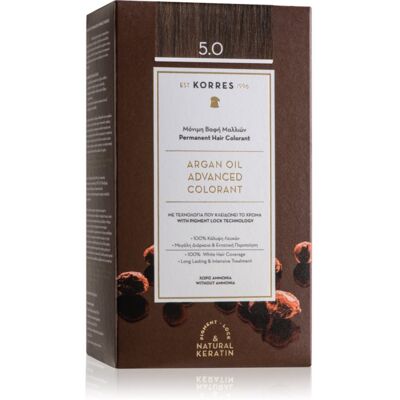 Korres Argan Oil Permanent hårfärgningsmedel Med arganolja Skugga 5.0 Light Brown 50 ml Korres Argan Oil Permanent hårfärgningsmedel Med arganolja Skugga 5.0 Light Brown 50 ml