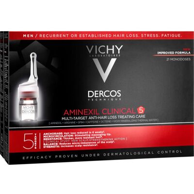 Vichy Dercos Aminexil Clinical 5 Lokal anti-håravfallsbehandling för män 21 x 6 ml Vichy Dercos Aminexil Clinical 5 Lokal anti-håravfallsbehandling för män 21 x 6 ml