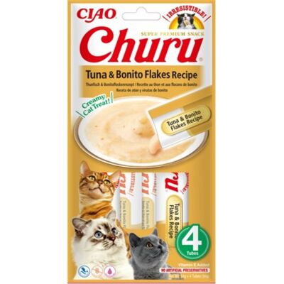 Churu - Tuna and Bonito Flakes Recipe Puree - 4 x 14g - Cat - Puree Churu - Tuna and Bonito Flakes Recipe Puree - 4 x 14g - Cat - Puree
