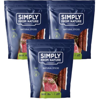 Simply From Nature Nature Sticks Med Nötkött Naturliga Cigarrer Med Nötkött 3 X 3 Stycken Simply From Nature Nature Sticks Med Nötkött Naturliga Cigarrer Med Nötkött 3 X 3 Stycken