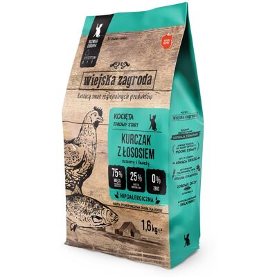 Wiejska Zagroda Kurczak Z Łososiem Kocięta 1,6kg Wiejska Zagroda Kurczak Z Łososiem Kocięta 1,6kg