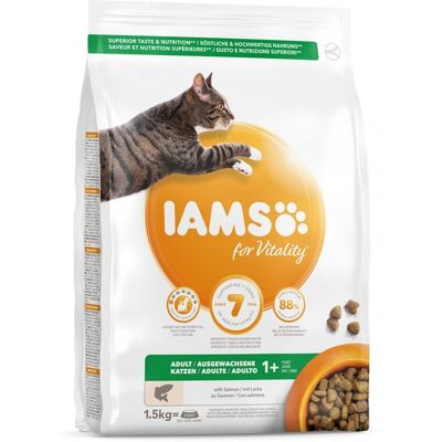 Iams Cat Adult All Breeds Lax Med Lax Och Kyckling 1,5 Kg X 4 Iams Cat Adult All Breeds Lax Med Lax Och Kyckling 1,5 Kg X 4