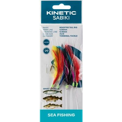 Kinetic Sabiki Rooster Tail Häckla#2/0 Multi Color Kinetic Sabiki Rooster Tail Häckla#2/0 Multi Color