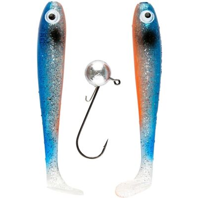 IFISH The Demon Shad 10cm, 2-pack inkl. Jiggskalle - Ghost Blue IFISH The Demon Shad 10cm, 2-pack inkl. Jiggskalle - Ghost Blue
