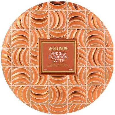 WoodWick Voluspa 3-Wick Candle Decorative Tin Spiced Pumpkin Latte 340g WoodWick Voluspa 3-Wick Candle Decorative Tin Spiced Pumpkin Latte 340g