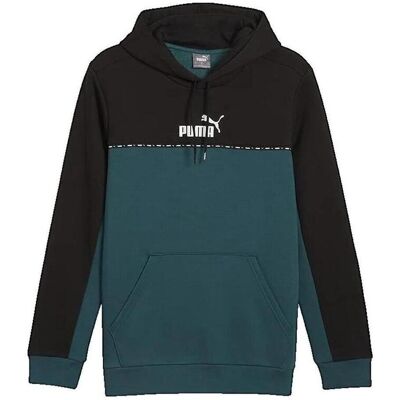 Huvtröjor Puma Sweat à capuche Ess Block X Tape noir et bleu EU S Huvtröjor Puma Sweat à capuche Ess Block X Tape noir et bleu EU S