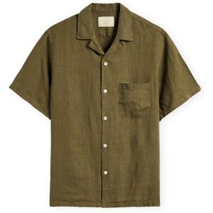 Skjortor med korta ärmar Portuguese Flannel Linen Camp Collar Shirt - Olive EU S,EU M,EU L,EU XL Herr Skjortor med korta ärmar Portuguese Flannel Linen Camp Collar Shirt - Olive EU S,EU M,EU L,EU XL Herr