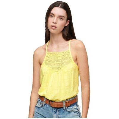 Linnen / Ärmlösa T-shirts Superdry Débardeur en dentelle jaune EU S,EU M,EU L,EU XL Dam Linnen / Ärmlösa T-shirts Superdry Débardeur en dentelle jaune EU S,EU M,EU L,EU XL Dam