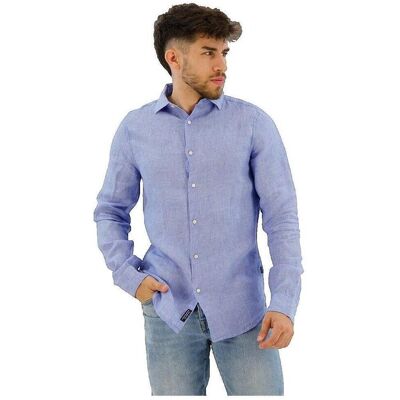 Skjortor med långa ärmar Superdry Chemise Studios Casual en lin bleu EU S Herr Skjortor med långa ärmar Superdry Chemise Studios Casual en lin bleu EU S Herr