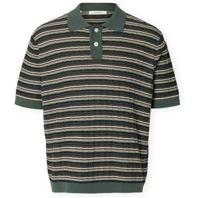 Polotröjor med korta ärmar Selected Dane Knit - Balsam Green/Stripes EU L Herr Polotröjor med korta ärmar Selected Dane Knit - Balsam Green/Stripes EU L Herr