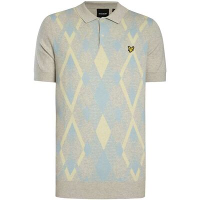 Polotröjor med korta ärmar Lyle & Scott Stickad pikétröja i bomull med argylemotiv EU XXL,EU M,EU L,EU XL Herr Polotröjor med korta ärmar Lyle & Scott Stickad pikétröja i bomull med argylemotiv EU XXL,EU M,EU L,EU XL Herr