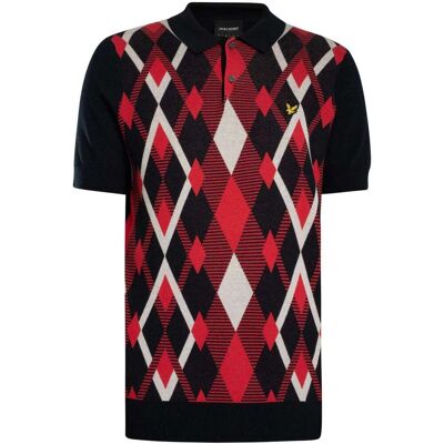 Polotröjor med korta ärmar Lyle & Scott Stickad pikétröja i bomull med argylemotiv EU XXL,EU M,EU L Herr Polotröjor med korta ärmar Lyle & Scott Stickad pikétröja i bomull med argylemotiv EU XXL,EU M,EU L Herr