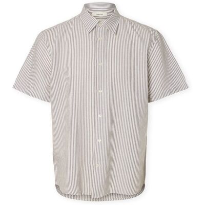 Skjortor med korta ärmar Selected Noos Regclay Linen Shirt - Bright White/Chocolate EU S,EU M,EU L,EU XL Herr Skjortor med korta ärmar Selected Noos Regclay Linen Shirt - Bright White/Chocolate EU S,EU M,EU L,EU XL Herr