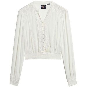 Blusar Superdry Blouse à bordure en dentelle et manches longues EU M,EU L Dam Blusar Superdry Blouse à bordure en dentelle et manches longues EU M,EU L Dam