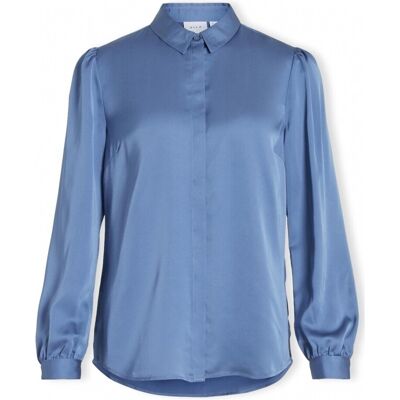 Blusar Vila Noos Shirt Ellette Satin - Coronet Blue FR 36,FR 38,FR 40,FR 42 Dam Blusar Vila Noos Shirt Ellette Satin - Coronet Blue FR 36,FR 38,FR 40,FR 42 Dam